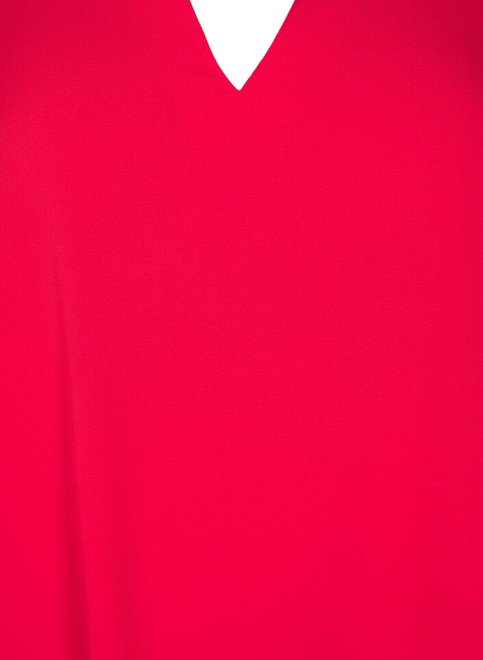 Kurzärmlige Bluse mit V-Ausschnitt, Rot, Packshot image number 2