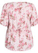 Geblümte Bluse mit kurzen Ärmeln und geraffter Taille, Pink, Packshot image number 1
