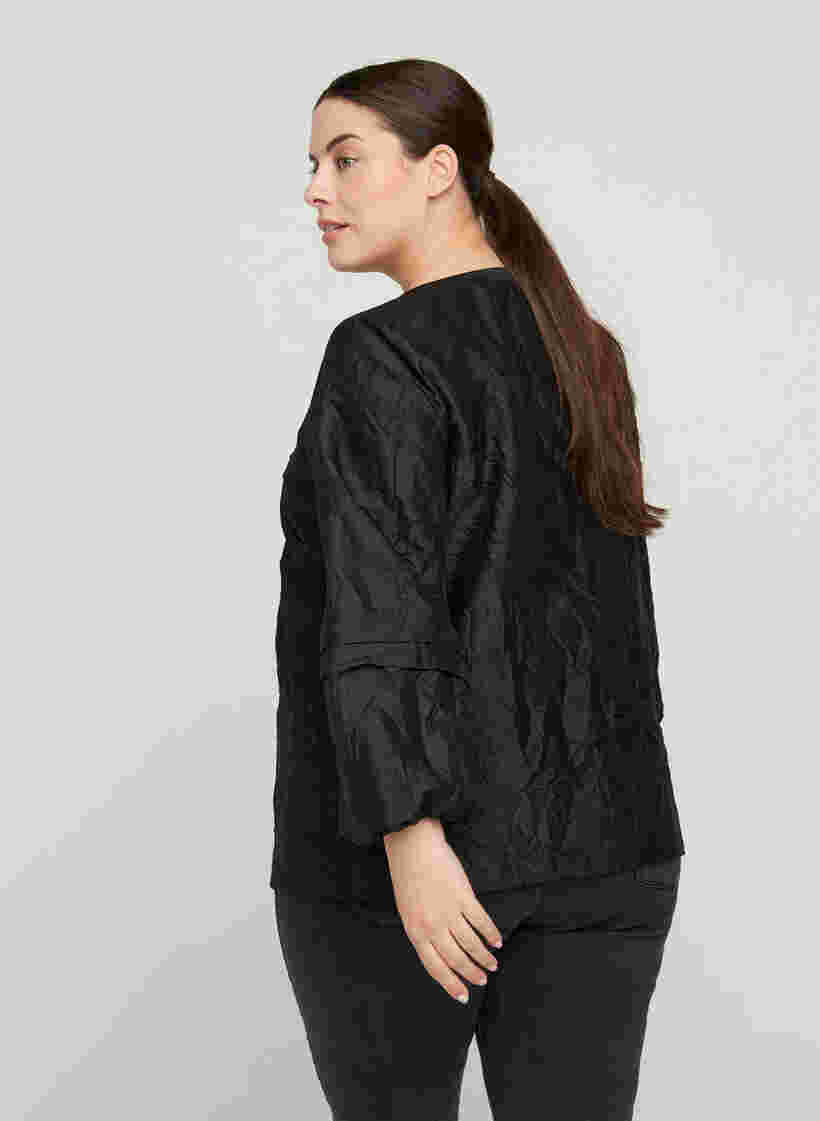 Strukturierte Jacke mit V-Ausschnitt, Black, Model image number 1