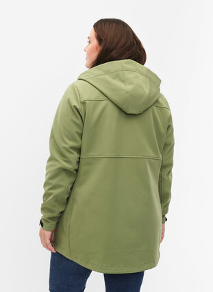 Kurze Softshell-Jacke mit Taschen, Oil Green, Model image number 1
