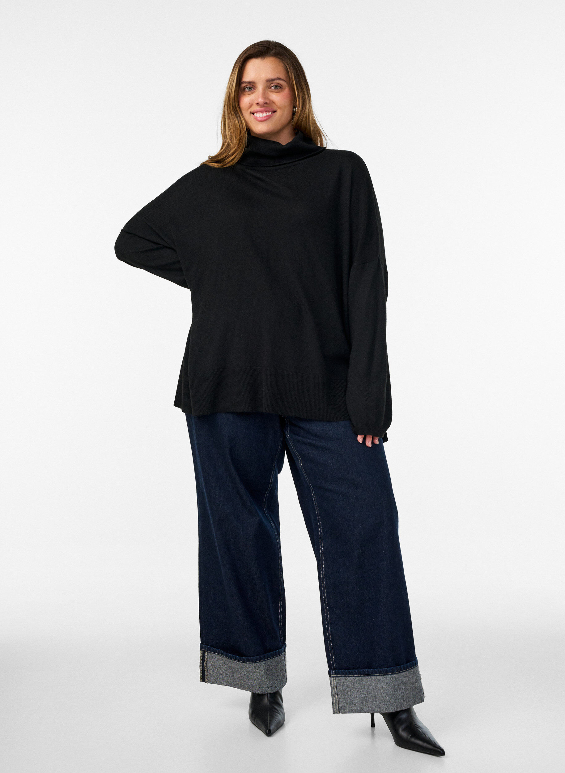 ZizziRollkragenpullover mit lockerer Passform, Schwarz, Model image number 1