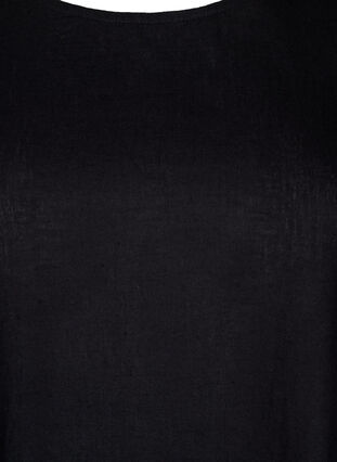Kurzärmlige Bluse aus Baumwoll-Mix mit Leinen und Spitzendetail, Black, Packshot image number 2