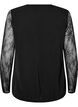 Bluse mit &Auml;rmeln aus Spitze und Ballonform, Schwarz, Packshot image number 1