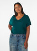 Basic T-Shirt aus Viskose mit V-Ausschnitt, Gr&uuml;n, Model image number 0