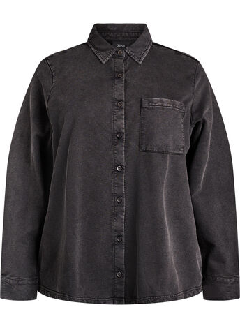 Shirt aus Sweatstoff mit Washed-Effekt, Grau, Model