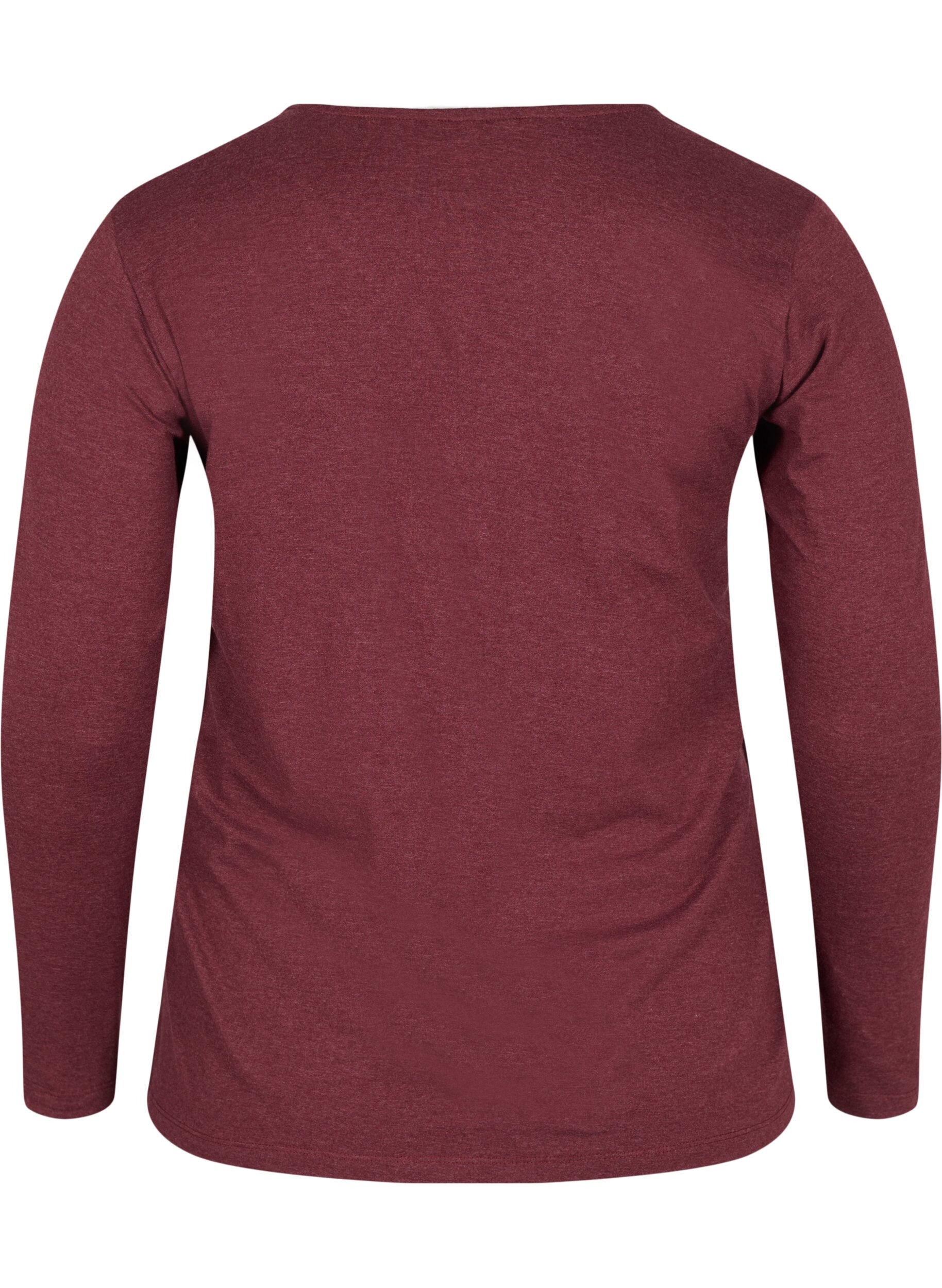 Zizzi Basic Bluse mit langen &Auml;rmeln, Cabernet Melange, Packshot image number 1
