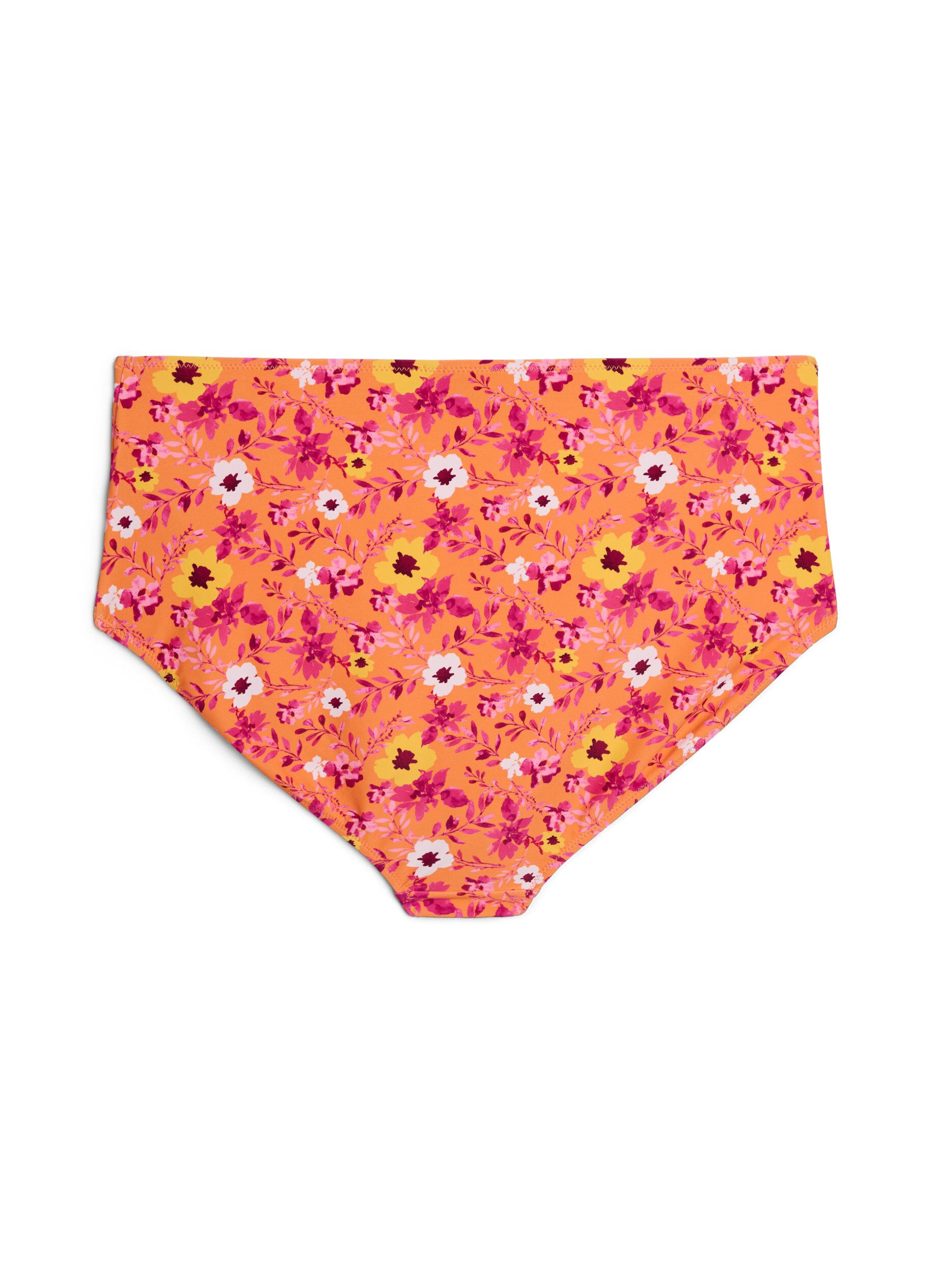 Zizzi Hoch taillierte Bikinihosen mit Muster, Orange, Packshot image number 1
