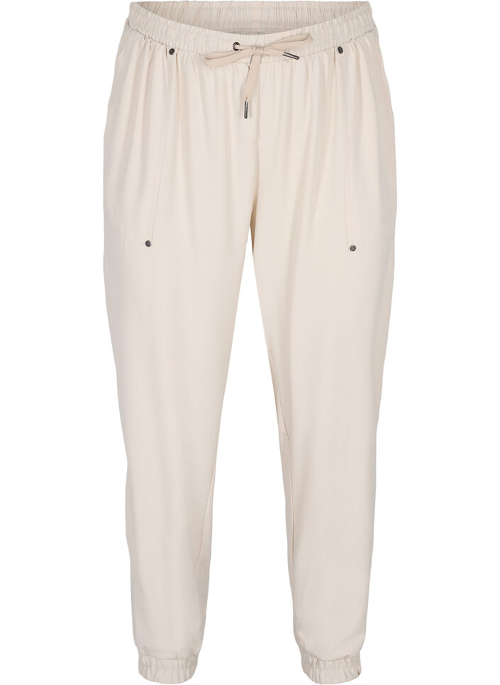 Hosen mit Taschen und elastischem Bündchen, Warm Sand, Packshot image number 0