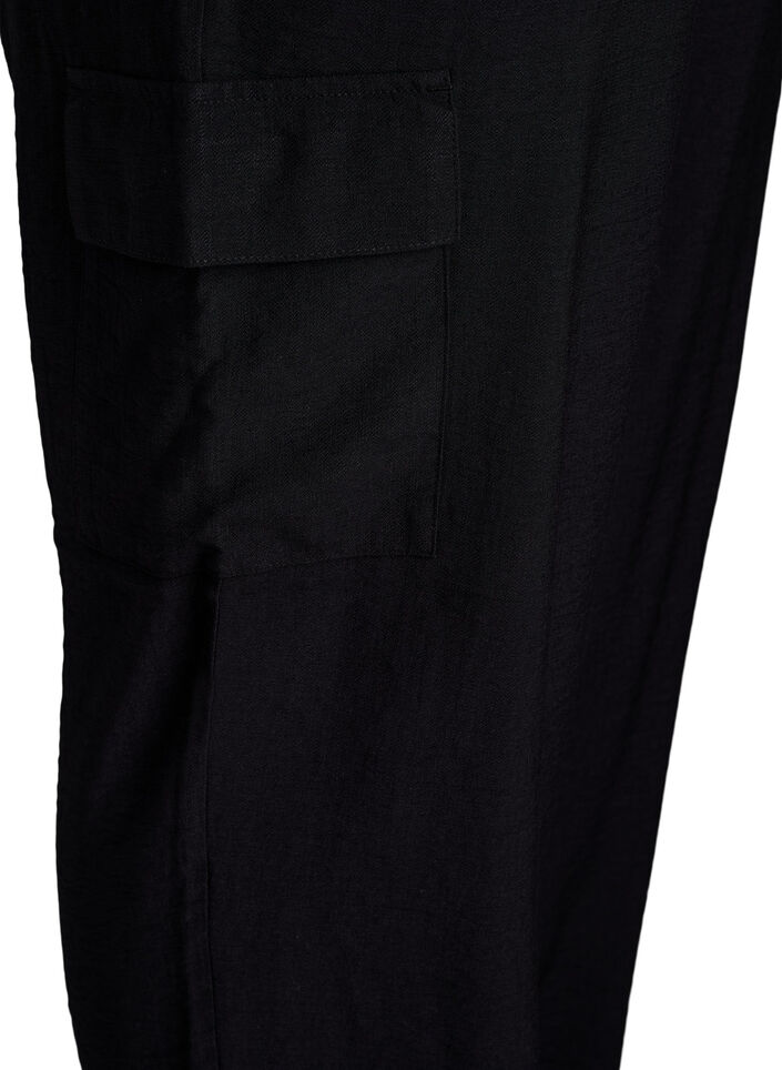 Cargohose mit hoher Taille, Schwarz, Packshot image number 3