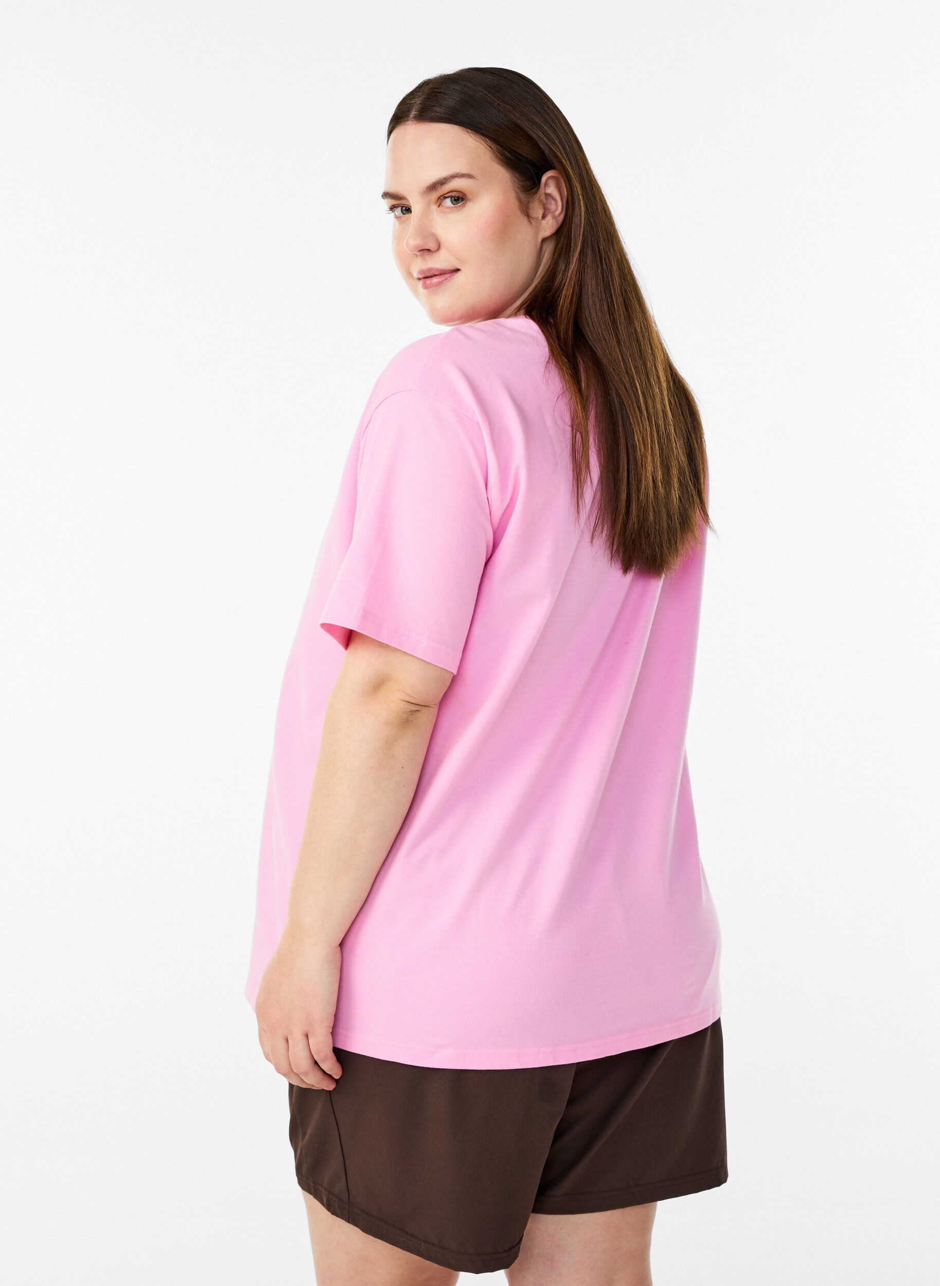 Zizzi Sportliches T-Shirt aus Bio-Baumwolle, Pink, Model image number 2