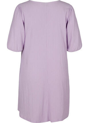 Kleid mit Puffärmeln und V-Ausschnitt, Purple Rose, Packshot image number 1