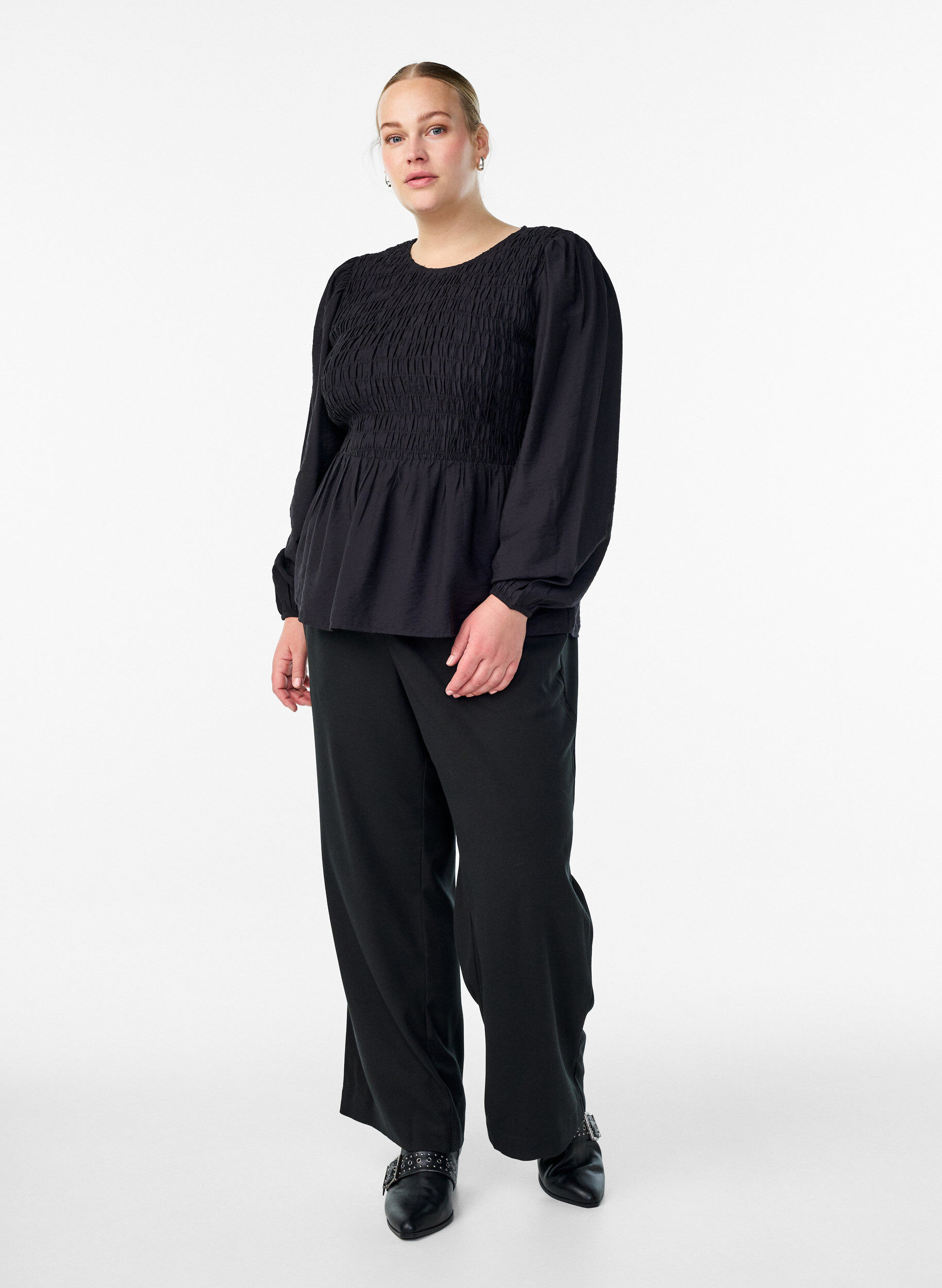 ZizziBluse mit Puff und langen &Auml;rmeln, Schwarz, Model image number 1