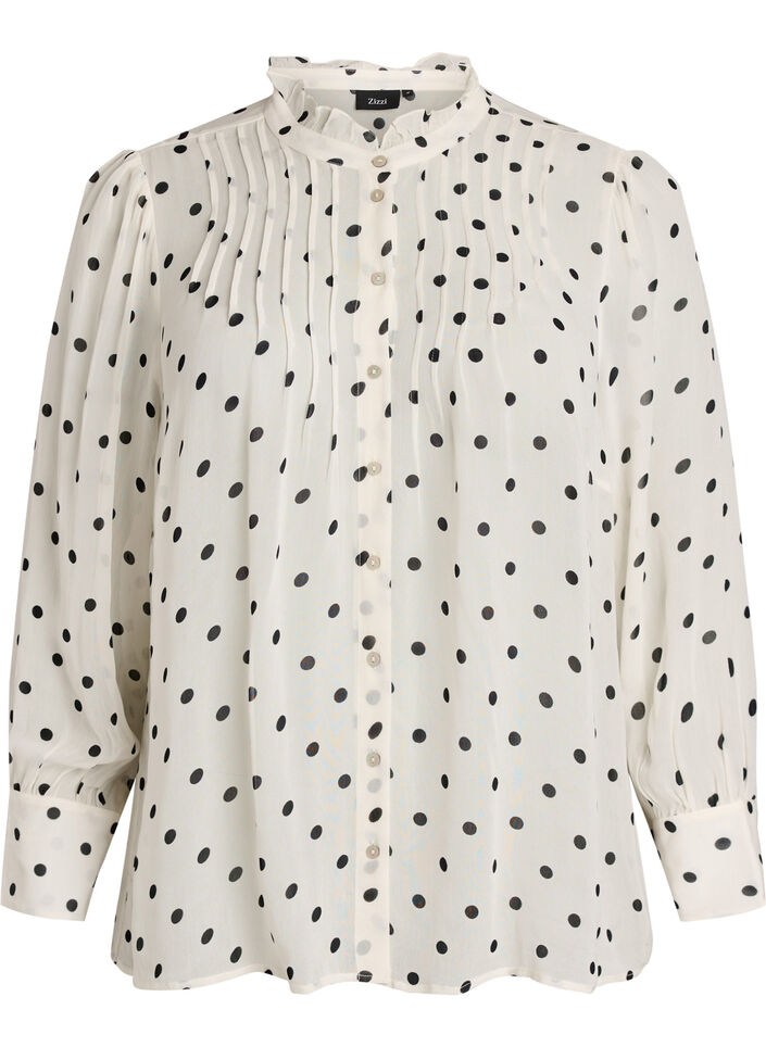 Bluse aus Viskose mit R&uuml;schenkragen, Wei&szlig;, Packshot image number 0