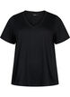 Kurz&auml;rmeliges Basic T-Shirt mit V-Ausschnitt, Schwarz, Packshot image number 0