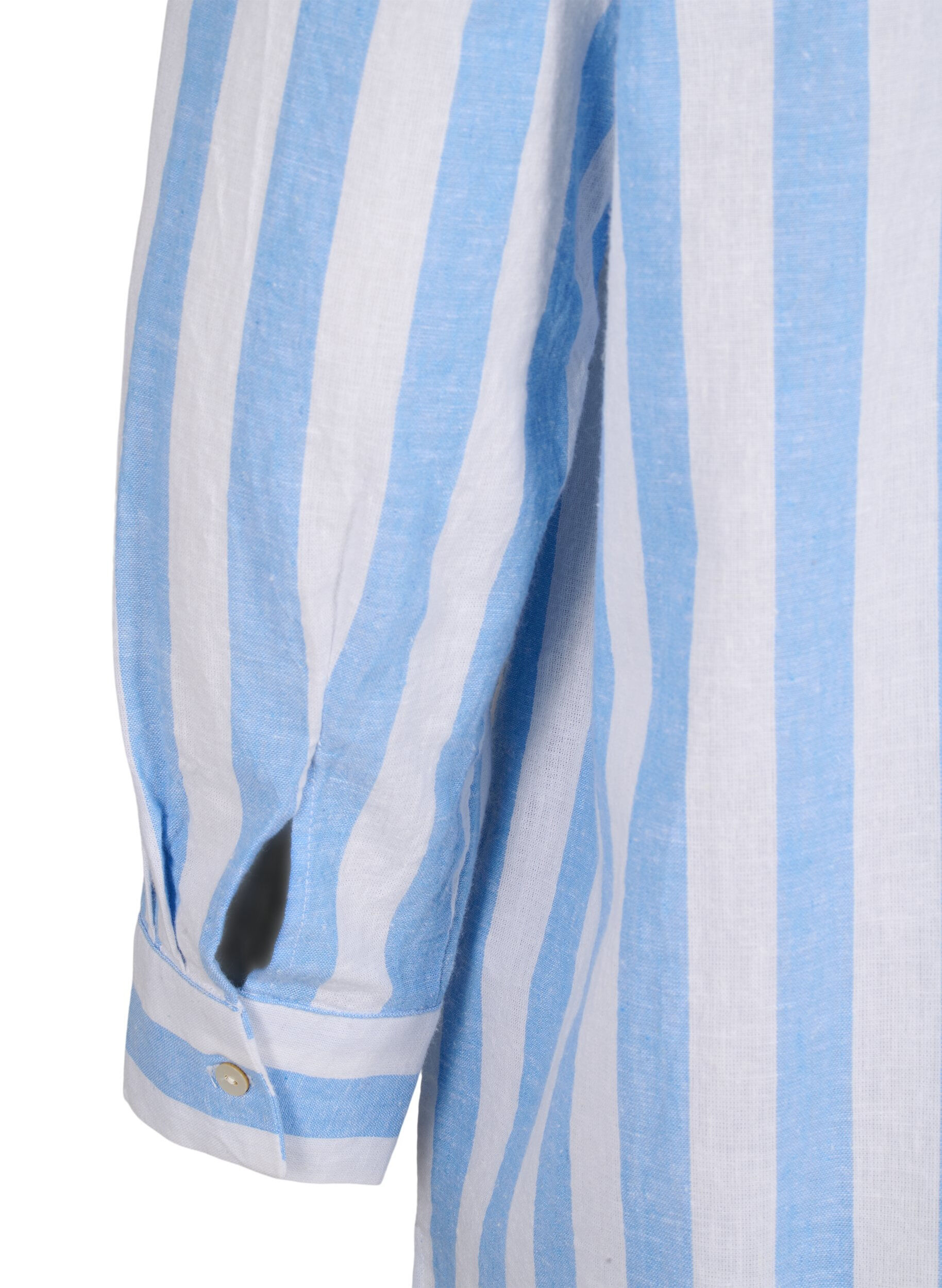 Zizzi Langes Hemd aus Leinen und Baumwolle, Blue White Stripe, Packshot image number 4