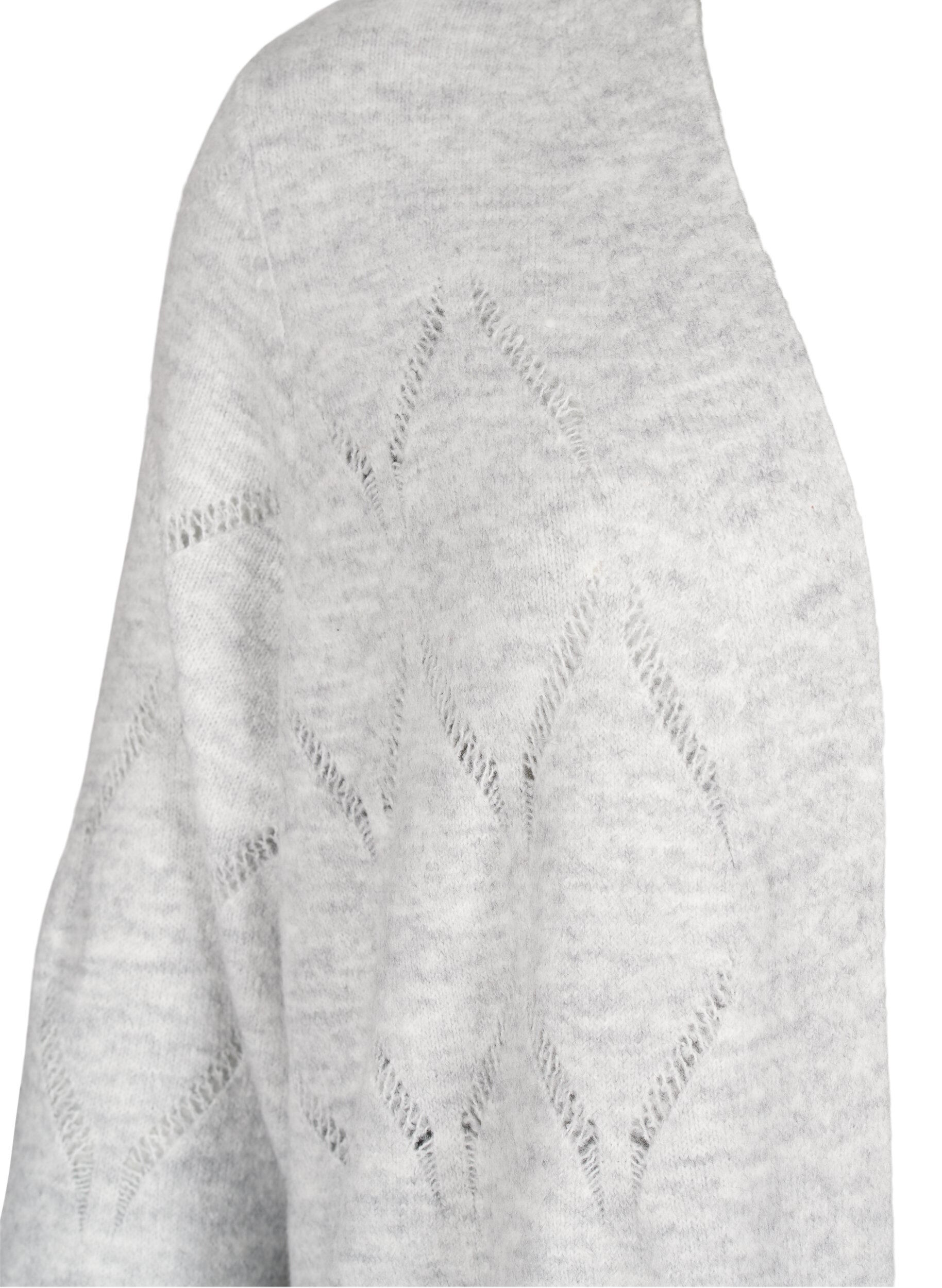Zizzi Langarm-Strickjacke, Light Grey Melange, Packshot image number 2