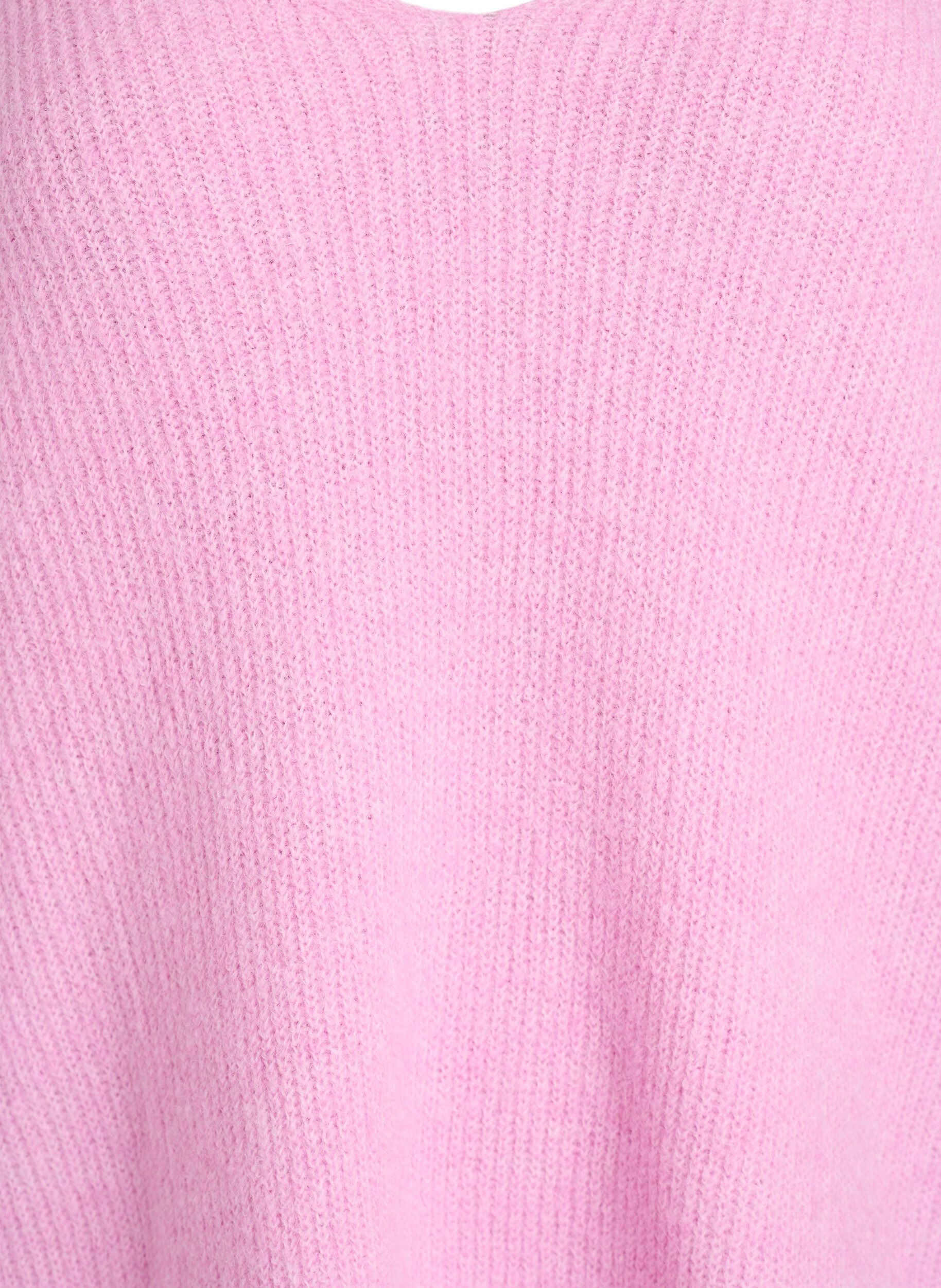 Zizzi Strickbluse mit V-Ausschnitt und Raglan&auml;rmeln, Pink, Packshot image number 2