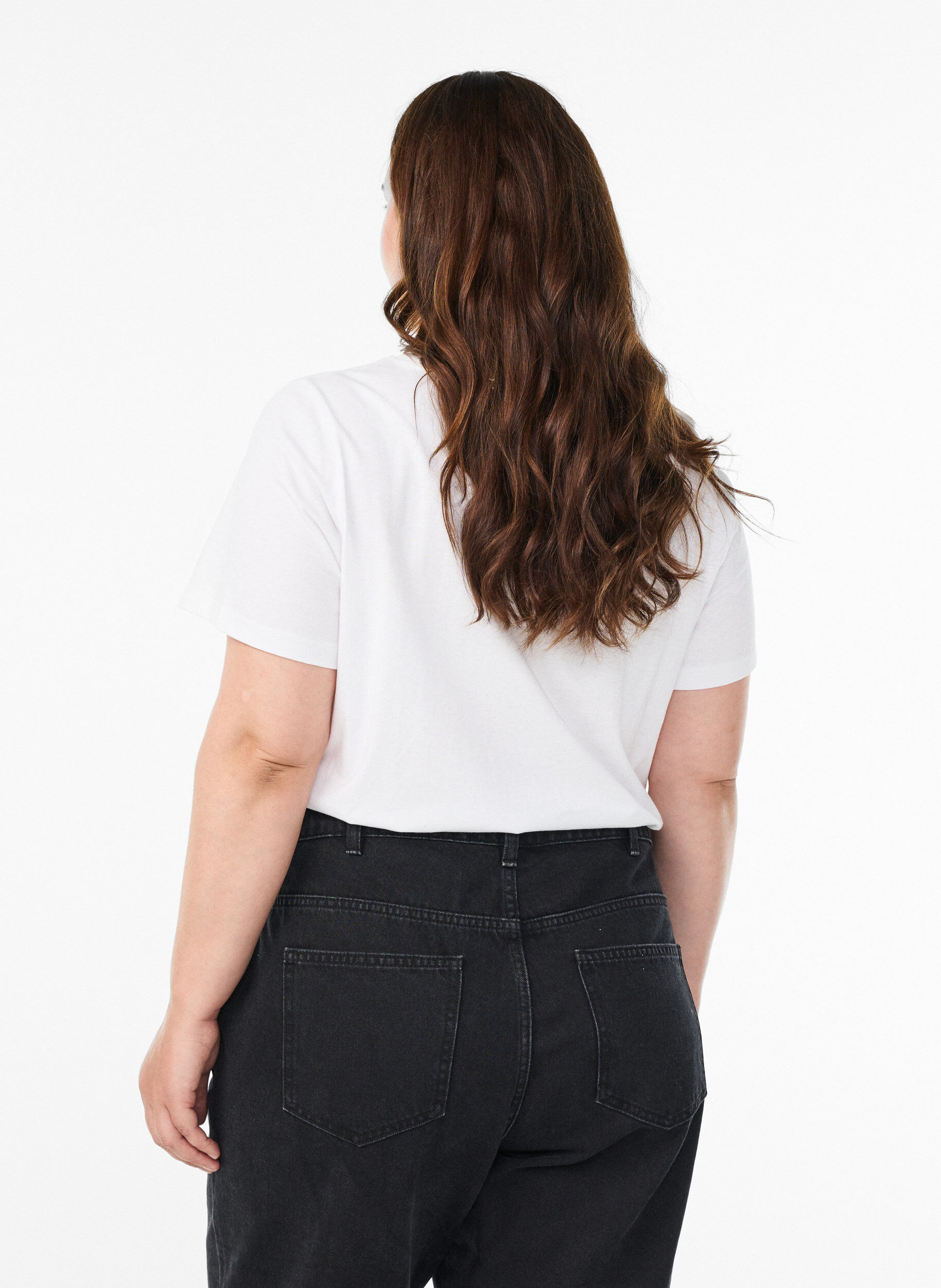 Zizzi T-Shirt aus Baumwolle mit Frontprint, Wei&szlig;, Model image number 2