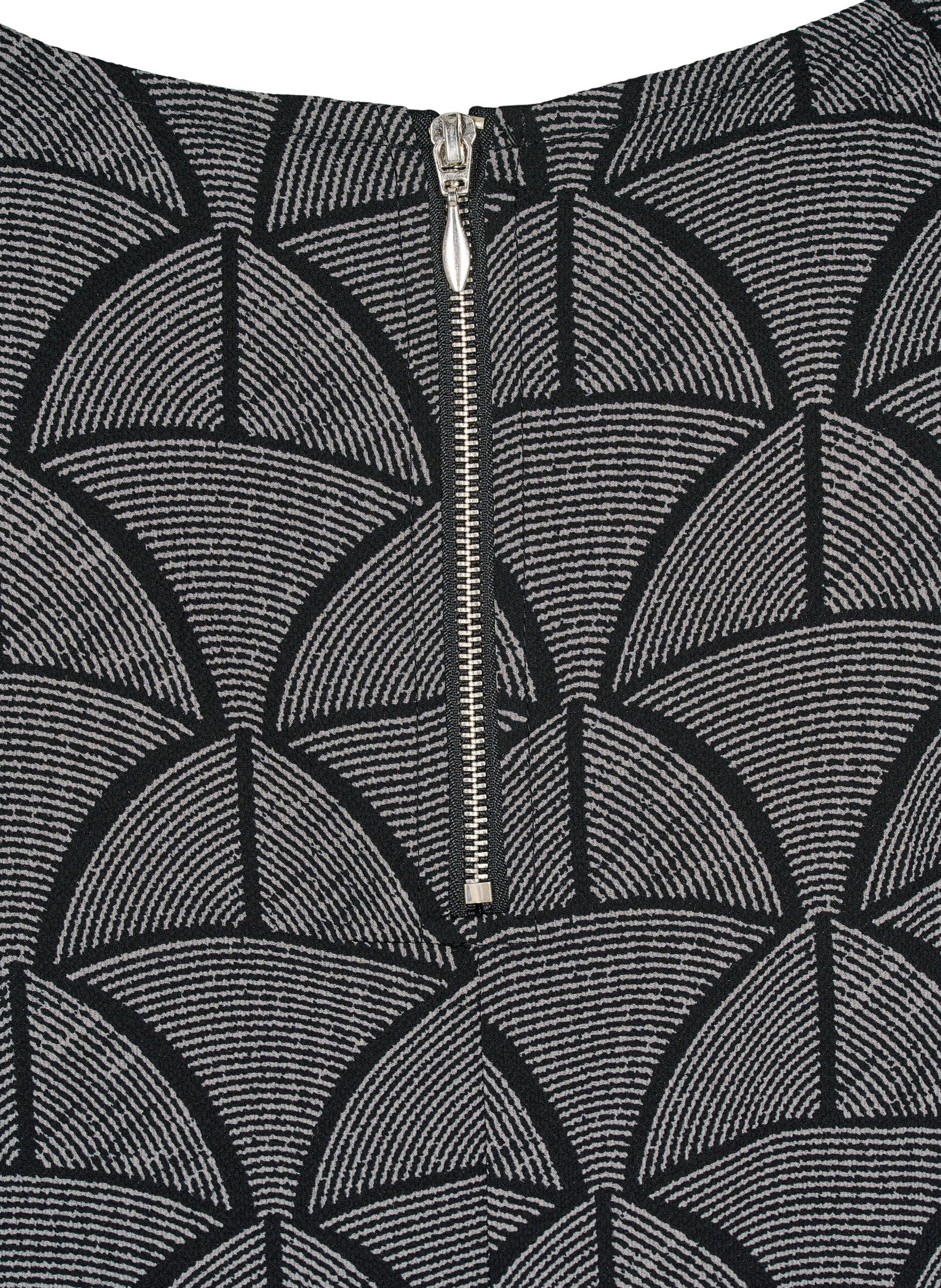 Zizzi Bluse mit kurzen &Auml;rmeln und Print, Black Grey Graphic , Packshot image number 5