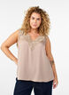 Ärmelloses Top mit Spitze, Beige, Model image number 0
