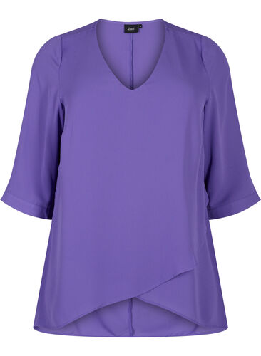 Bluse mit 3/4 Ärmeln und V-Ausschnitt, Ultra Violet, Packshot image number 0