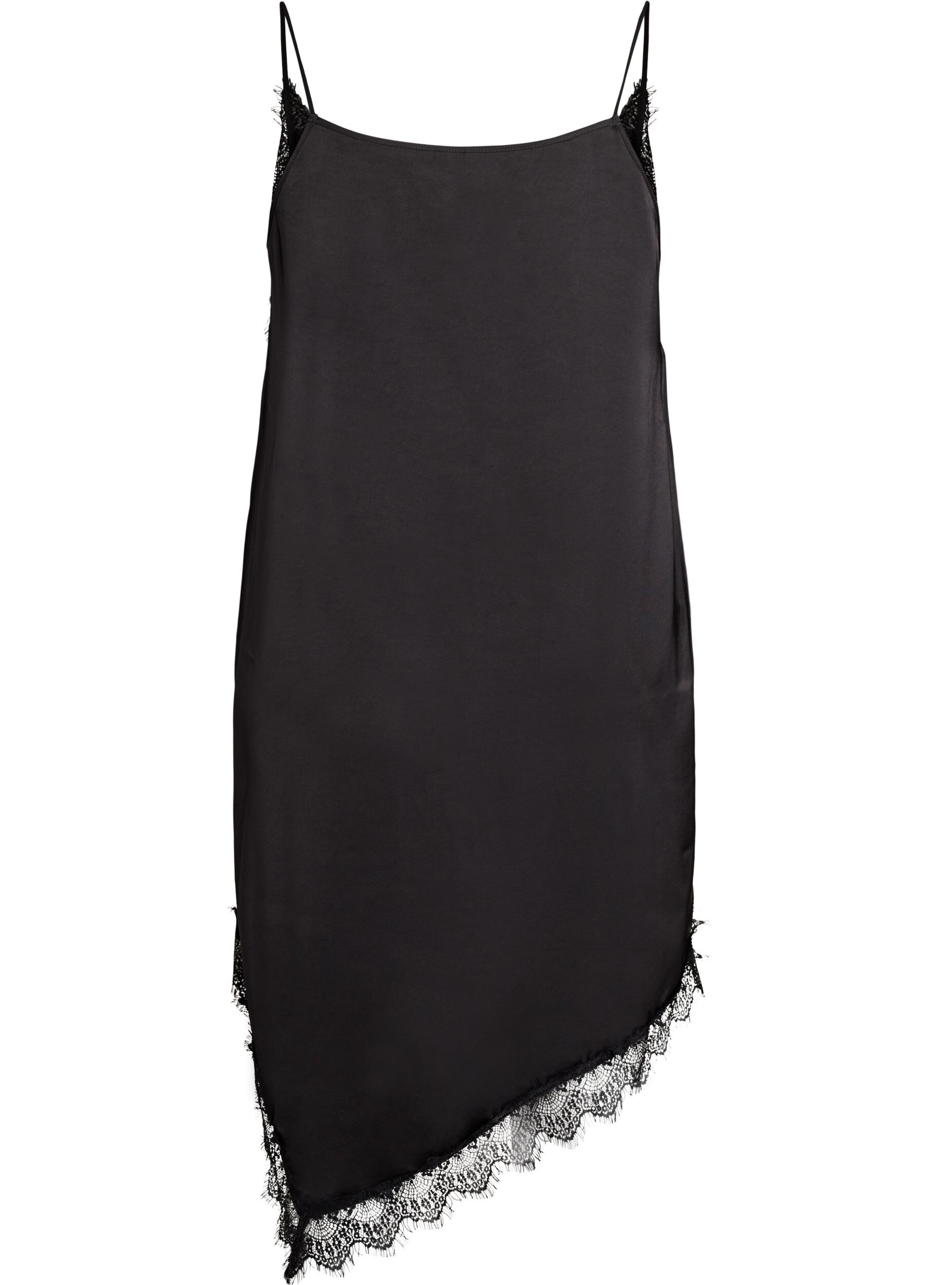 Zizzi Spitzenkleid in Satinoptik, Schwarz, Packshot image number 1