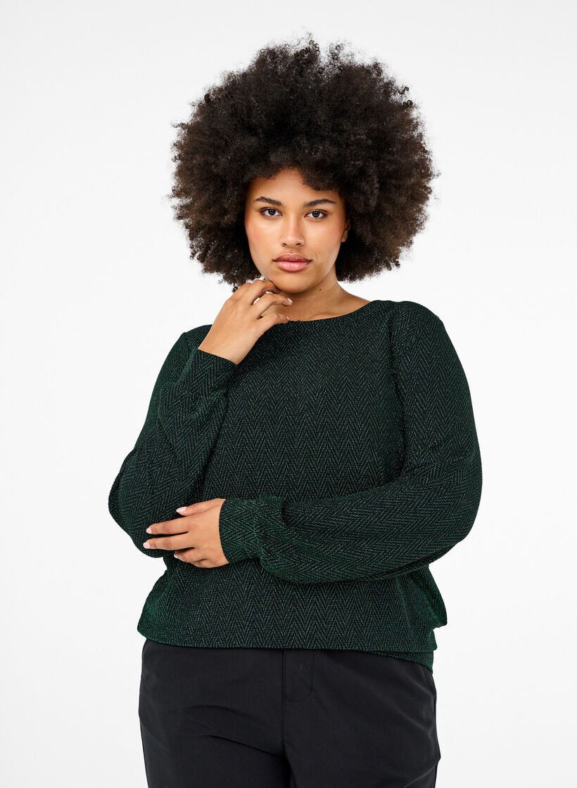 Bluse mit Schimmermuster, Scarab ZigZagShimmer, Model image number 0