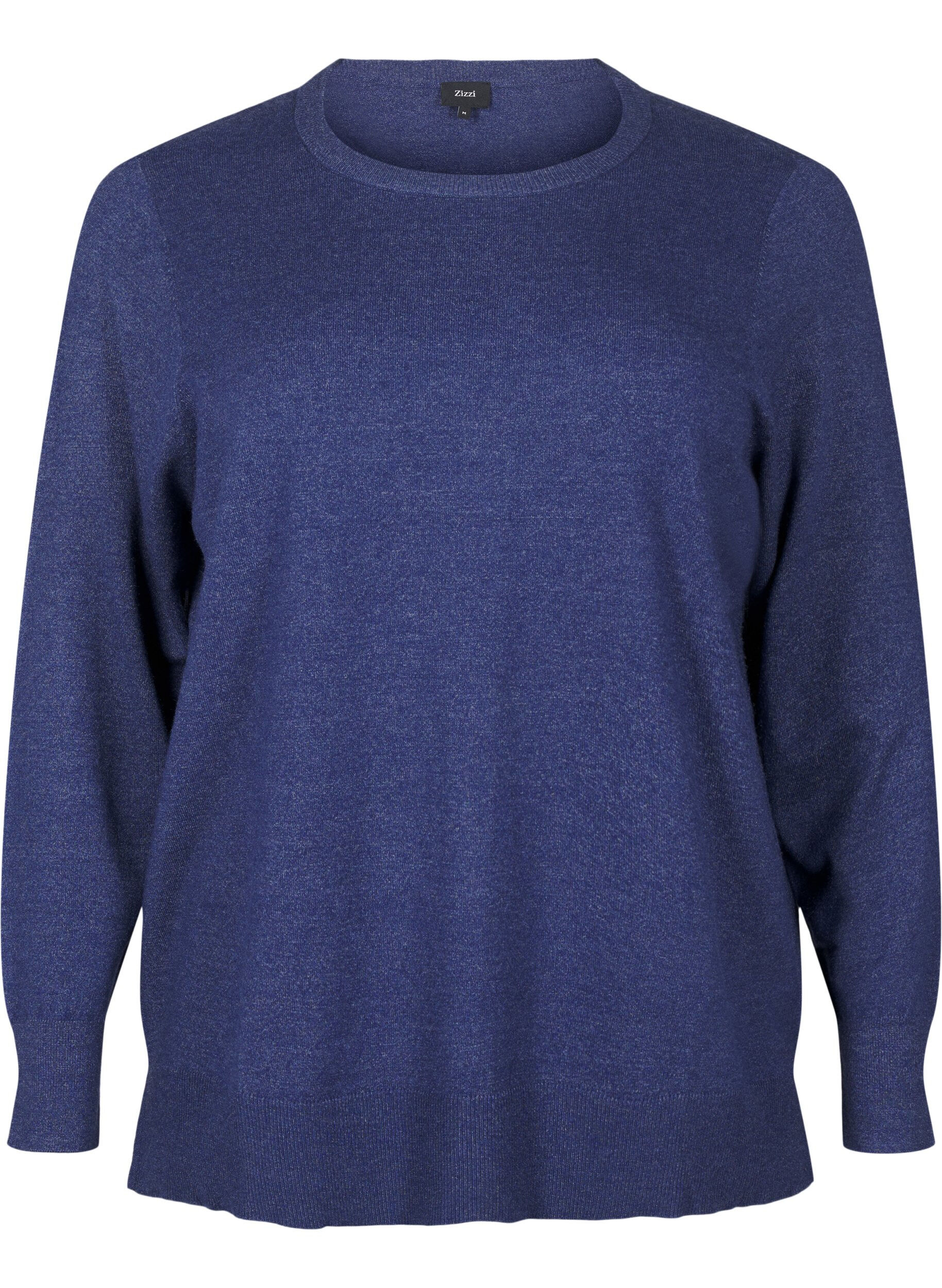 Zizzi Strickbluse mit langen &Auml;rmeln und Schlitz, Blau, Packshot image number 0