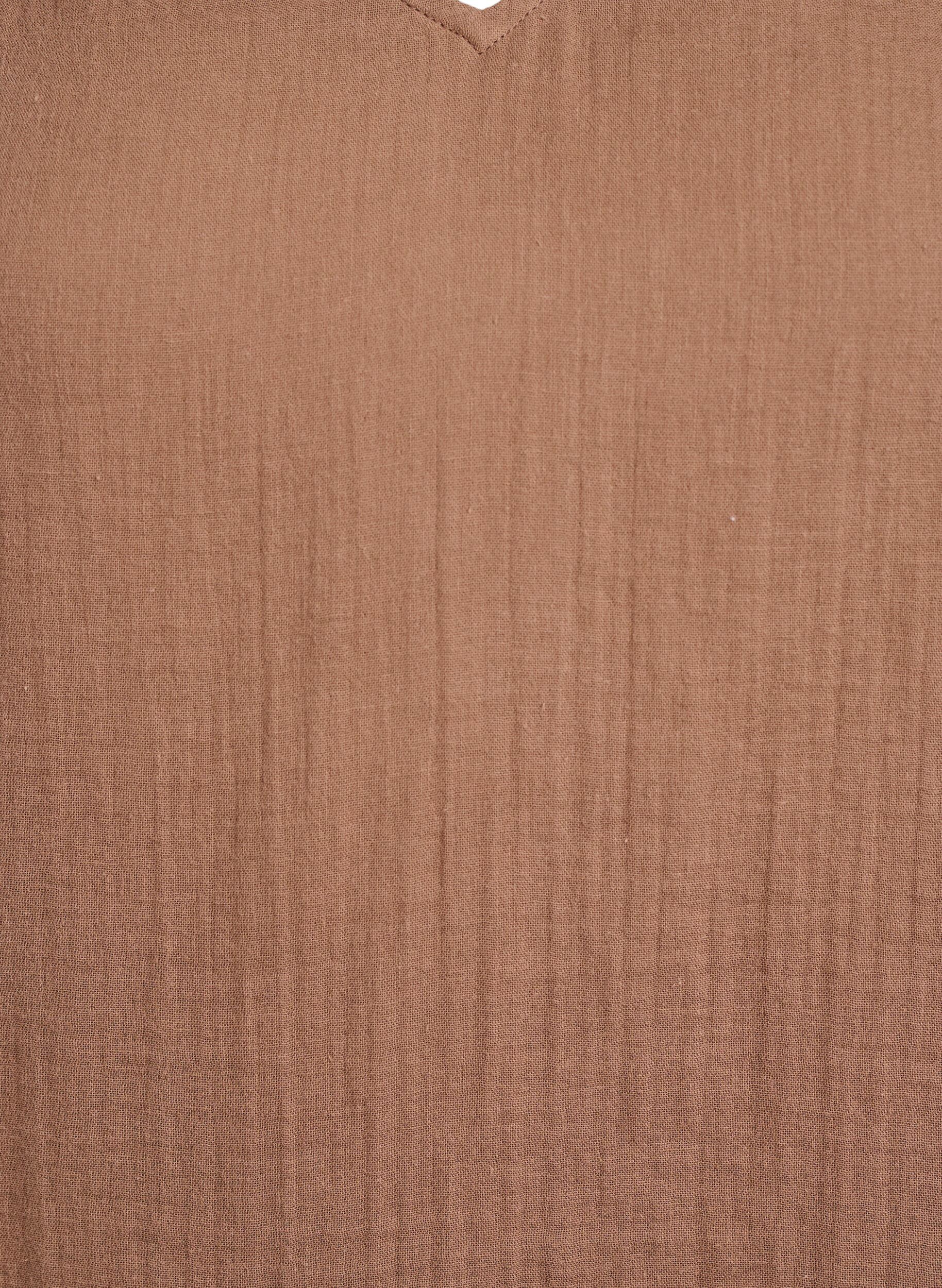 Zizzi&Auml;rmelloses Oberteil aus Baumwollmusselin mit R&uuml;schen, Braun, Packshot image number 2