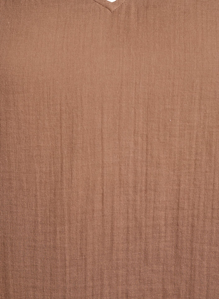 &Auml;rmelloses Oberteil aus Baumwollmusselin mit R&uuml;schen, Braun, Packshot image number 2