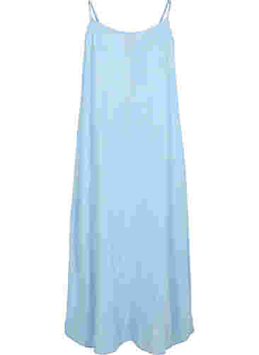 Langes Denim Kleid mit schmalen Trägern, Light blue denim, Packshot image number 1
