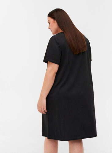 Kleid mit Spitzendetails und kurzen Ärmeln, Black Washed , Model image number 1