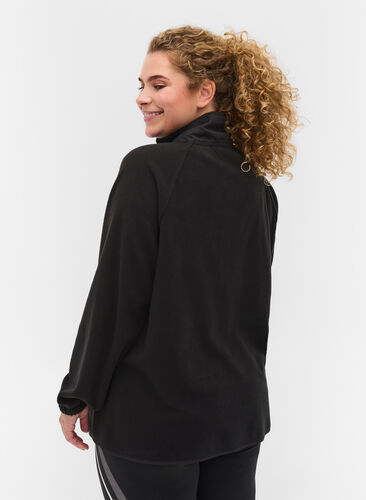 Sportjacke aus Fleece mit hohem Kragen und Taschen, Black, Model image number 1