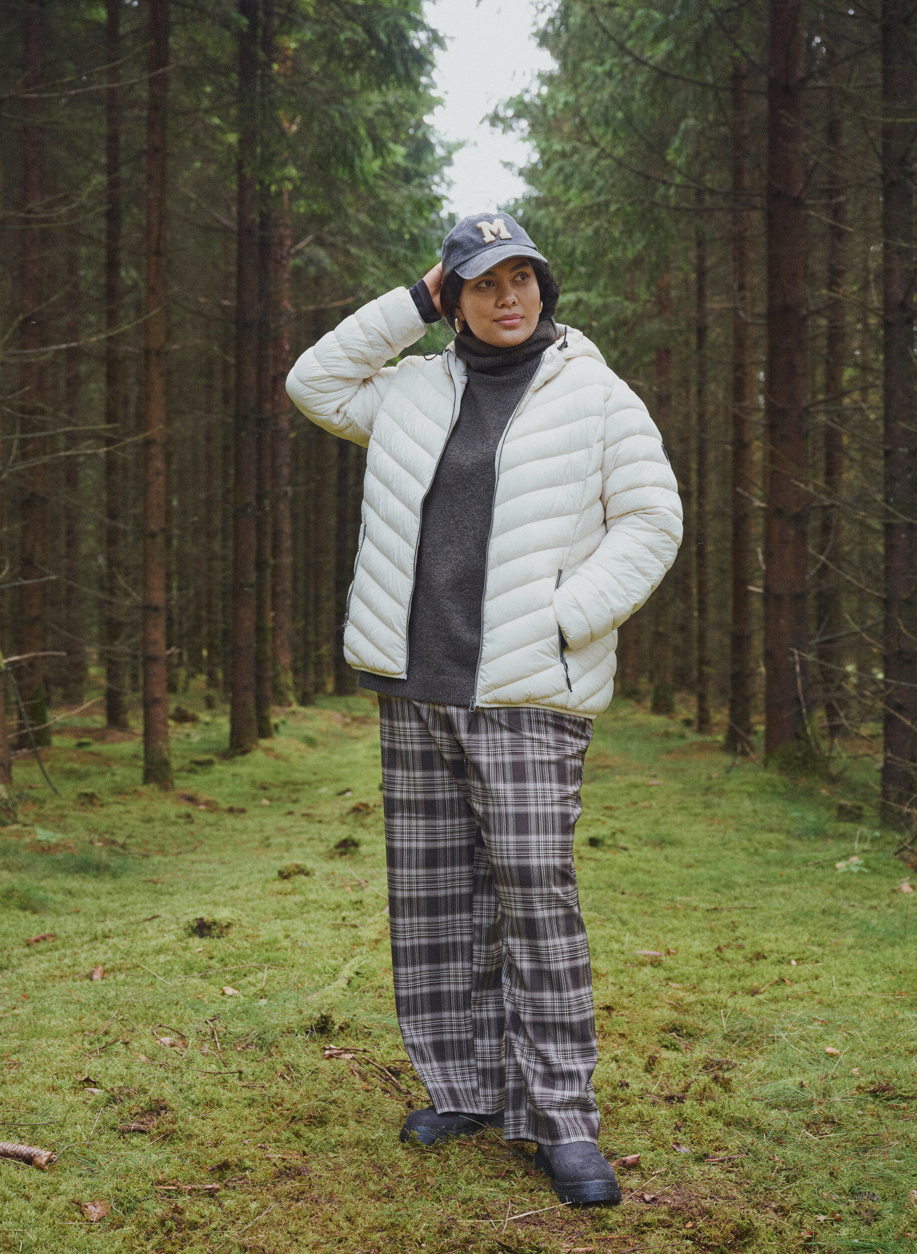 ZizziKarierte Hose mit weitem Bein, Braun, Image image number 0