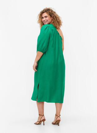 One-Shoulder-Kleid aus Viskose, Deep Mint, Model image number 1