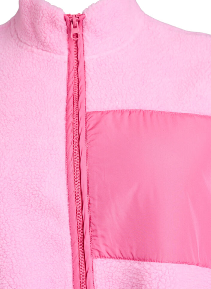 Weste aus Teddyfleece mit Rei&szlig;verschluss und Kontrastdetails, Pink, Packshot image number 2