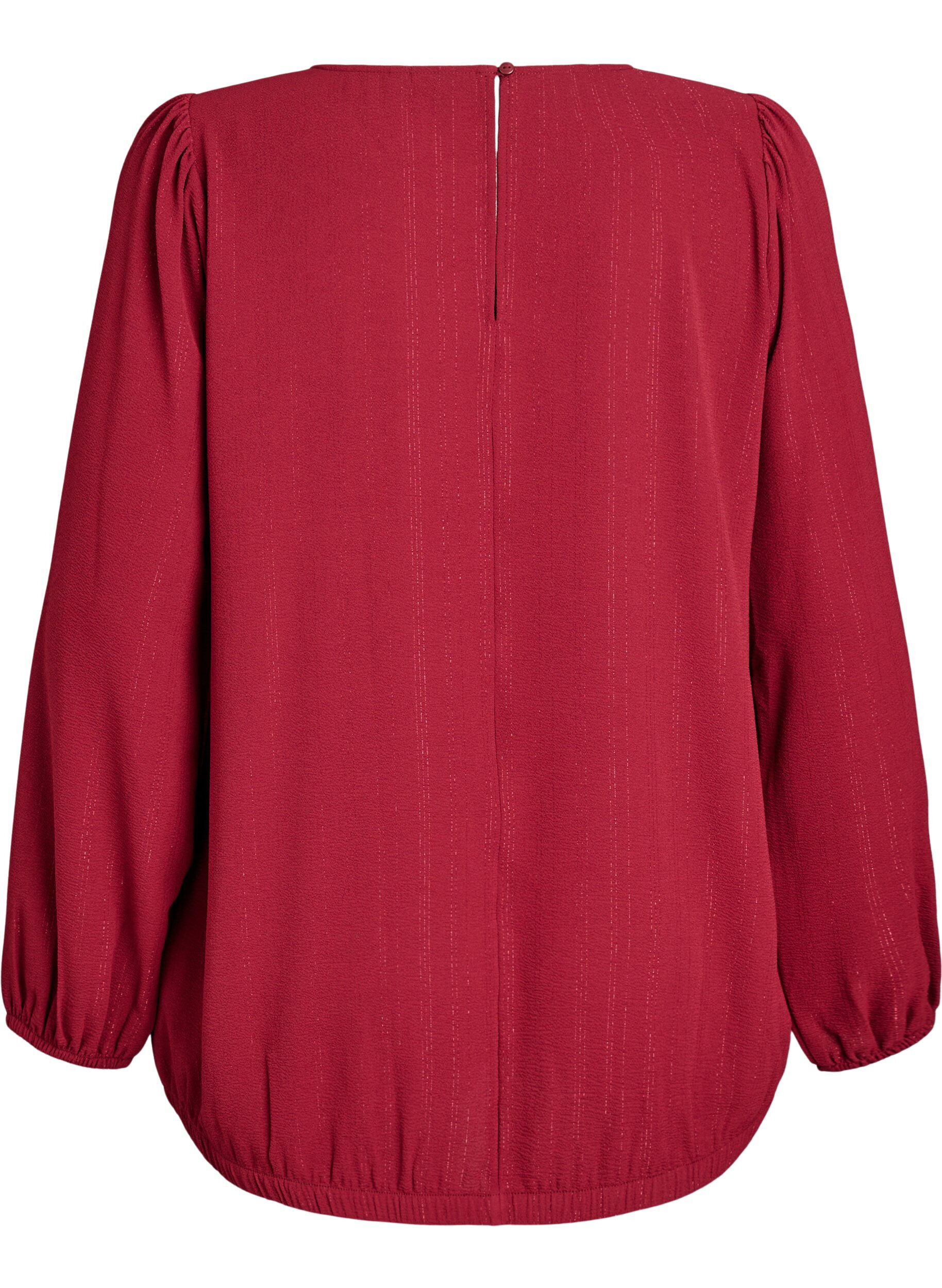 Zizzi Bluse mit Glitzer, Dunkles Bordeaux, Packshot image number 1