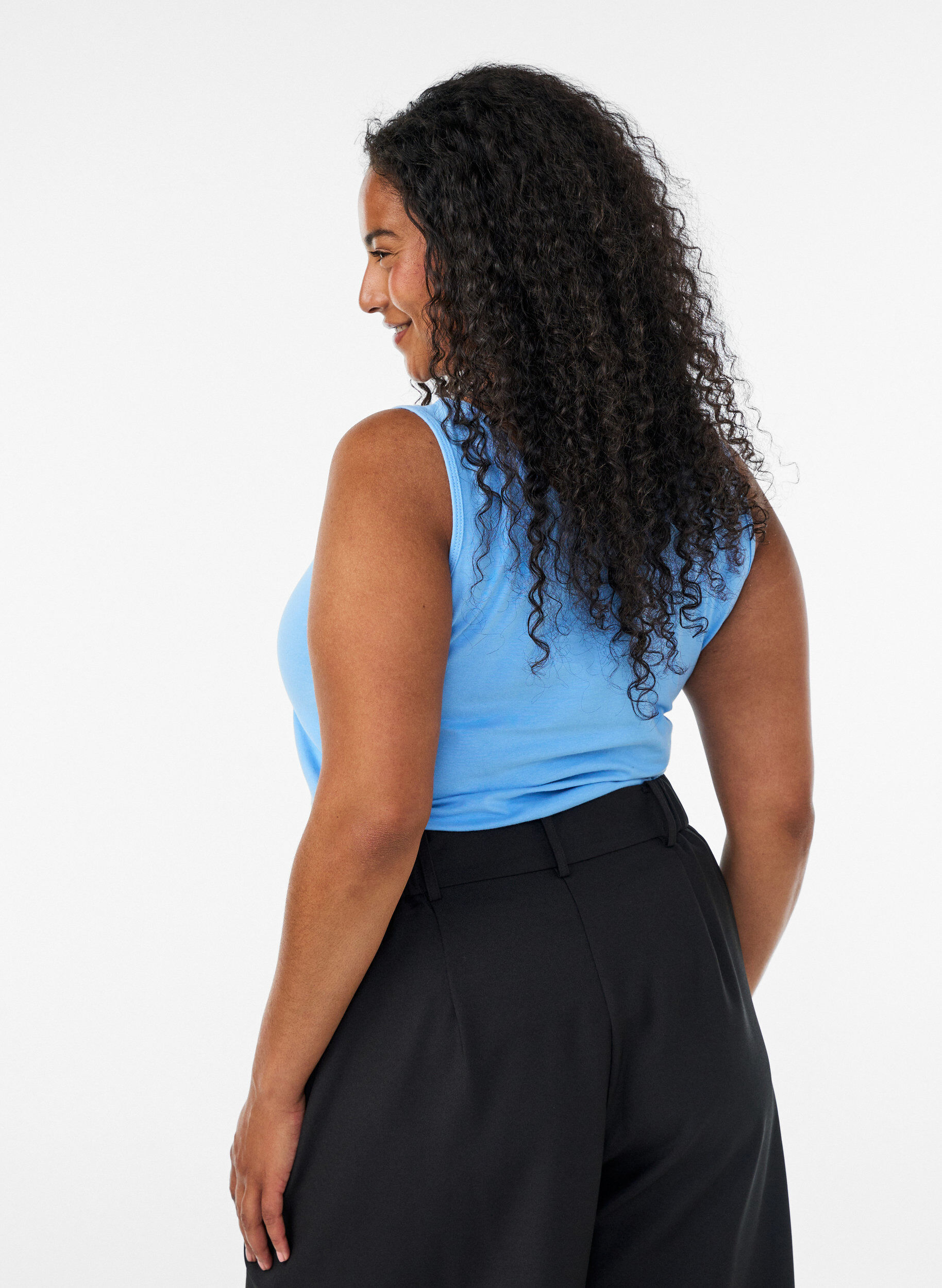 ZizziEinfarbiges Basic Top aus Baumwolle, Blau, Model image number 2