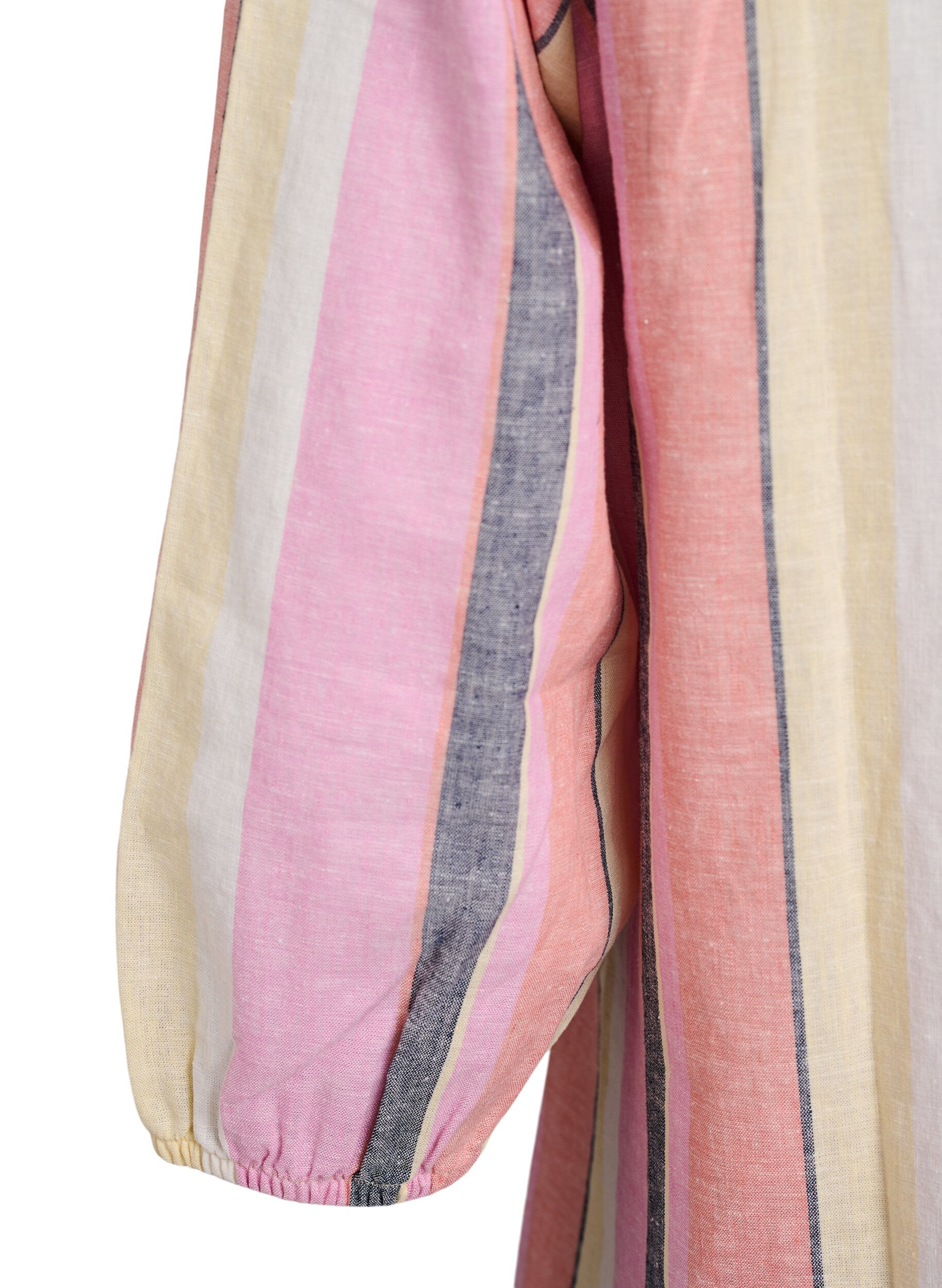 Zizzi Kleid aus Leinen und Viskose mit 3/4-&Auml;rmeln, Gelb, Packshot image number 3