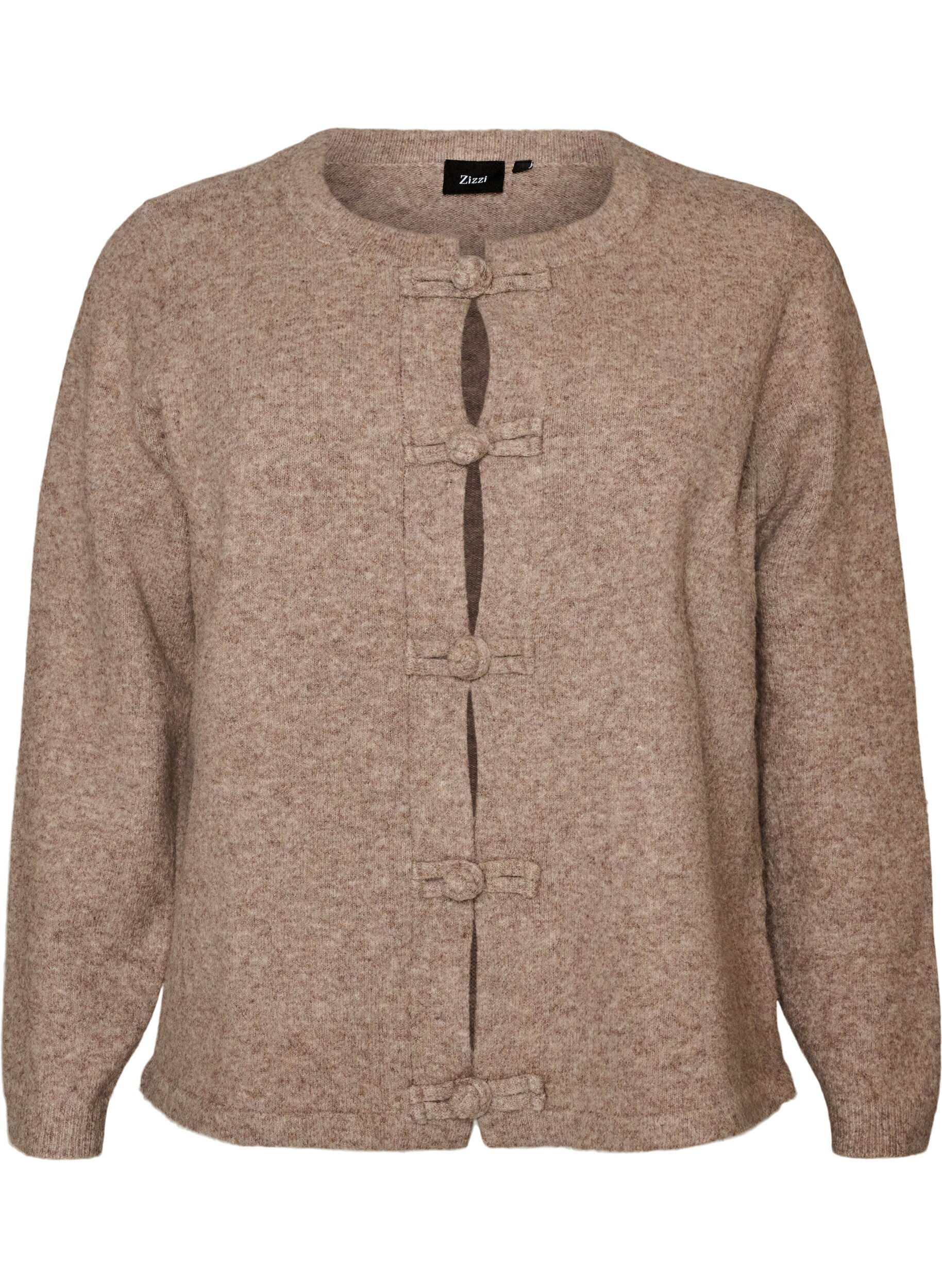 Strickjacke mit Knotenverschl&uuml;ssen