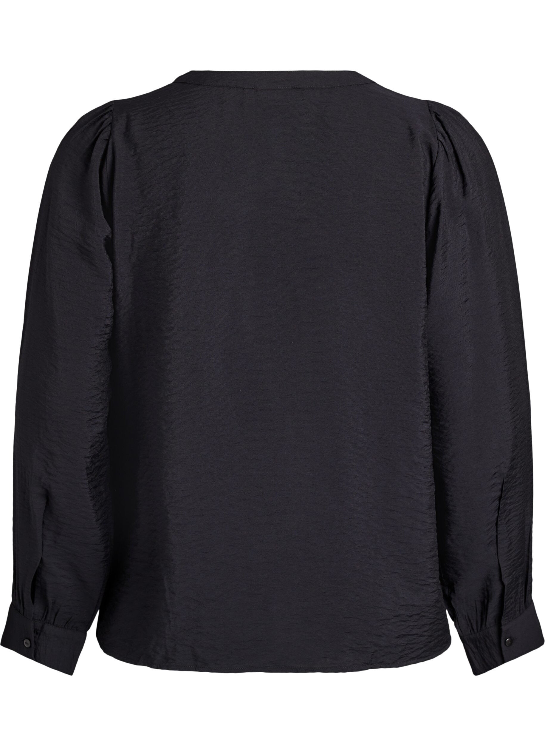 Zizzi Bluse mit V-Ausschnitt und bestickten B&auml;ndern, Schwarz, Packshot image number 1