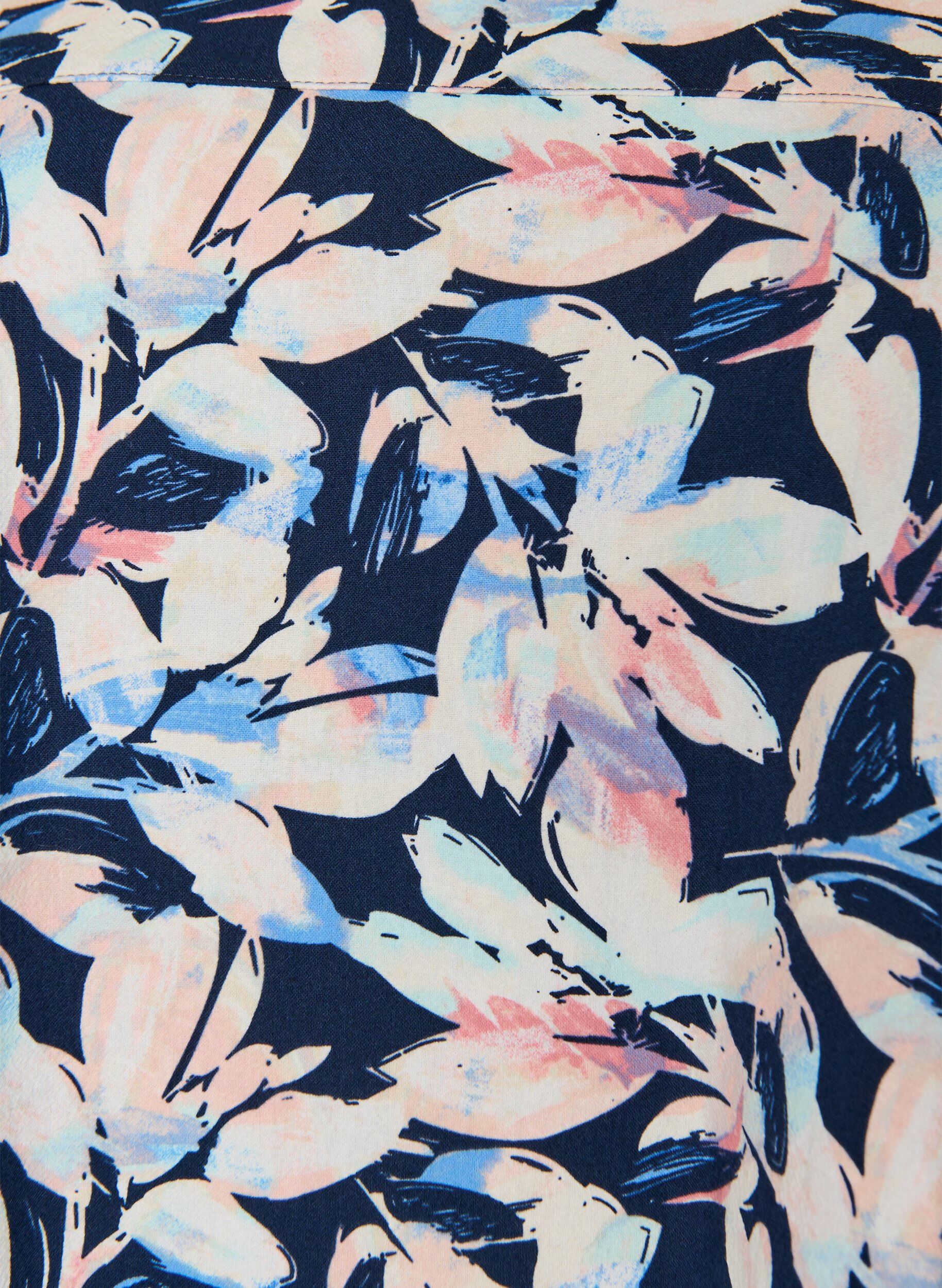 ZizziKurz&auml;rmliges Baumwollkleid mit Aufdruck, Blau, Packshot image number 2