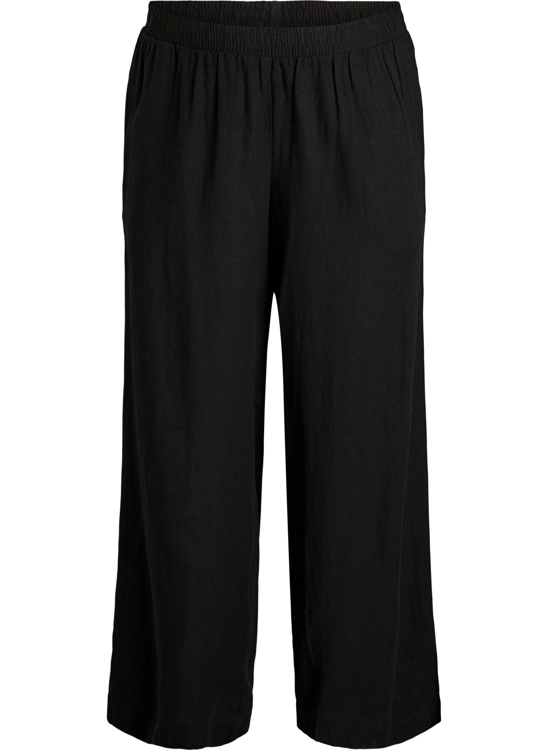 ZizziHose aus Leinen und Viskose mit weitem Bein, Schwarz, Packshot image number 0