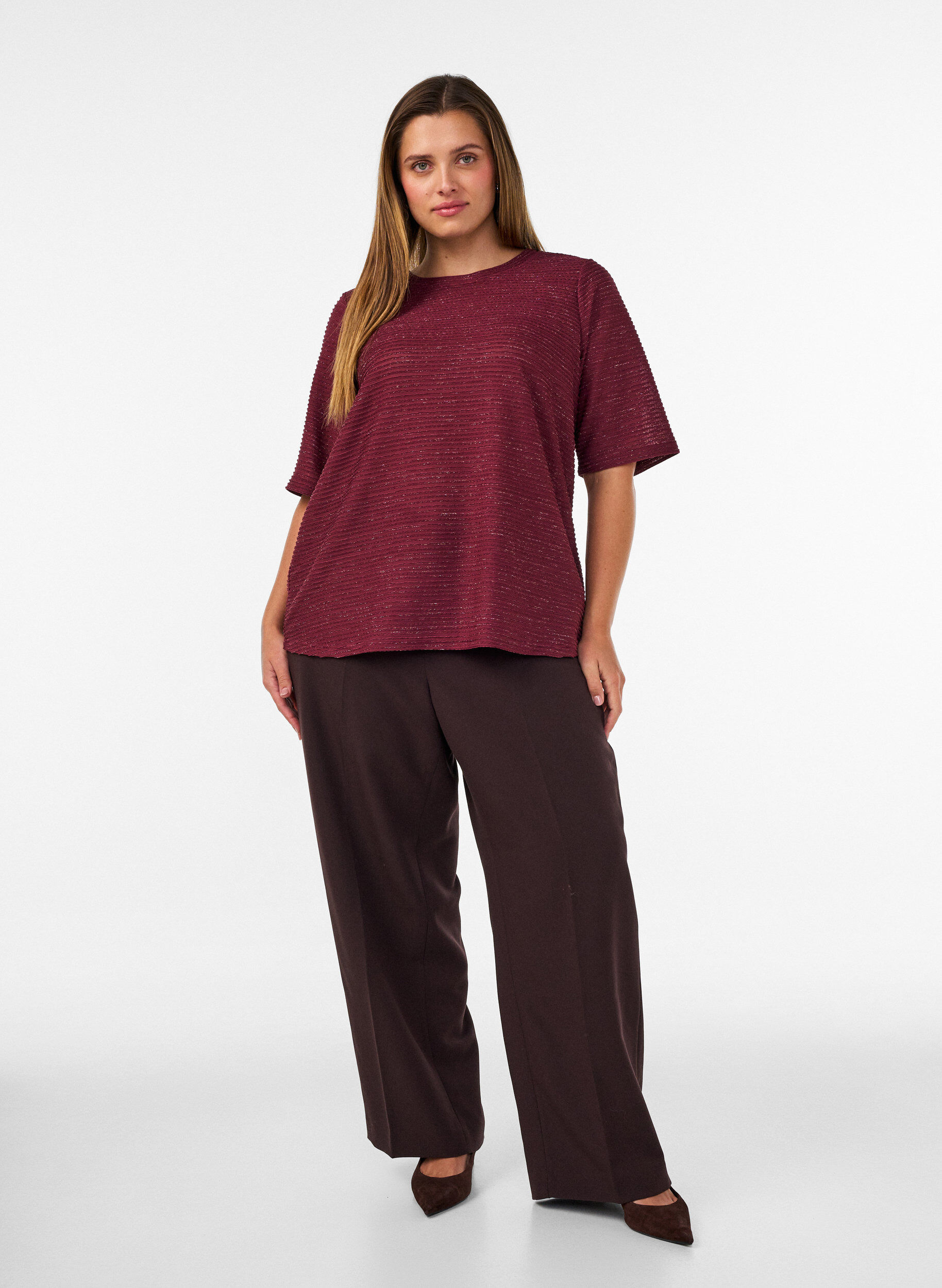 ZizziBluse mit Struktur und Glitzer, Rot, Model image number 1