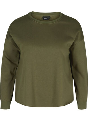 Cropped Sweatshirt mit Rundhals, Ivy Green, Packshot image number 0