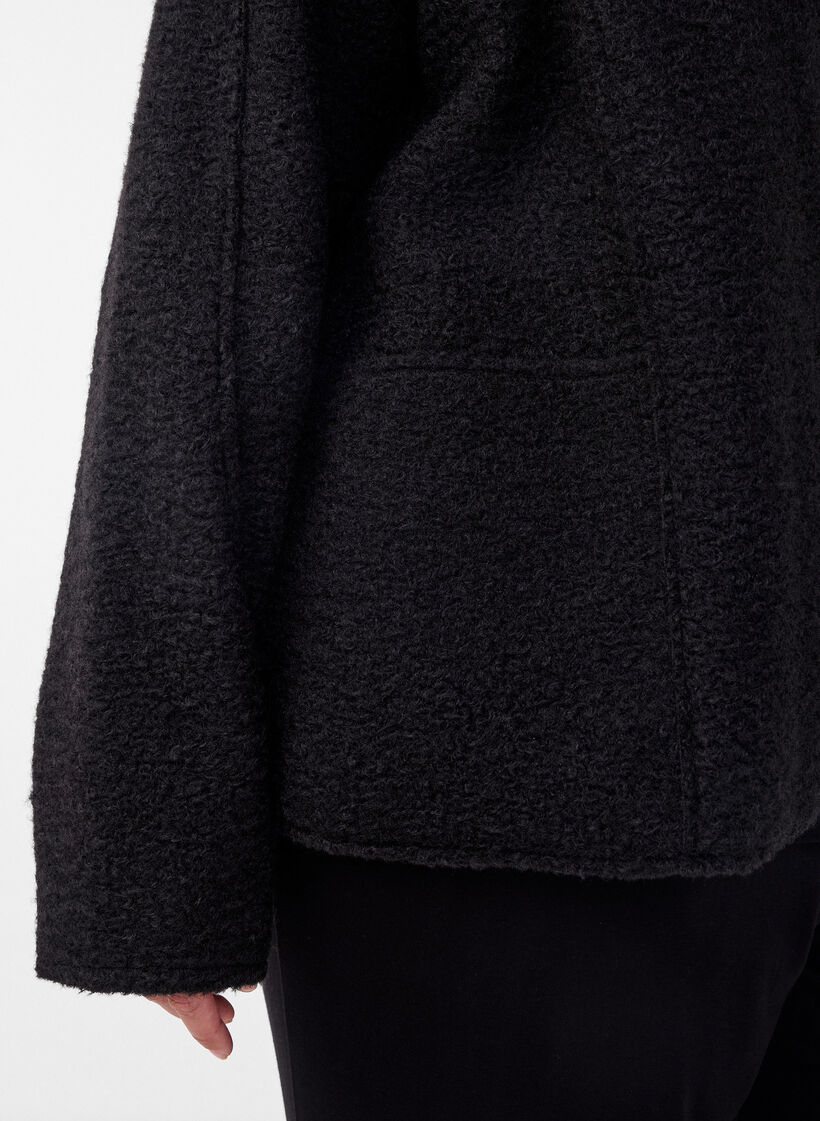 Lockere Strickjacke mit Taschen, Schwarz, Model image number 3