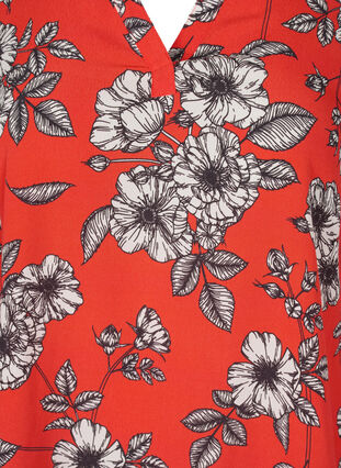 Langärmelige Bluse aus geblümter Viskose, Fiery Red Flower AOP, Packshot image number 2