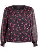 Gebl&uuml;mte Bluse aus Chiffon mit transparenten &Auml;rmeln, Schwarz, Packshot image number 0