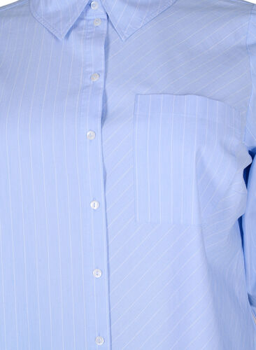 Gestreiftes Hemd aus Baumwollmischung, Blue w. White Stripe, Packshot image number 2