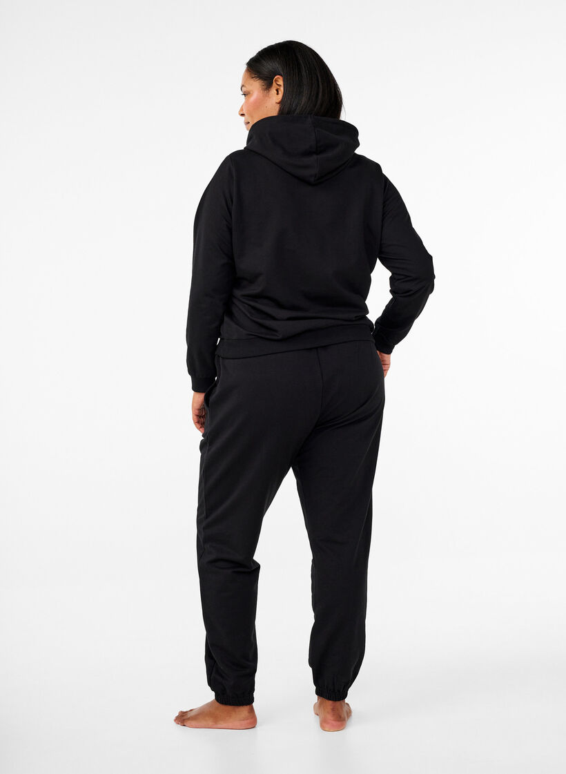 Sweatshirt mit Kapuze und Aufdruck, Schwarz, Model image number 2